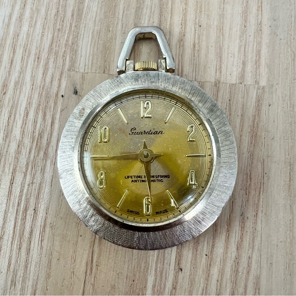 Guardian ladies vintage gold tone pendant watch for parts repair
